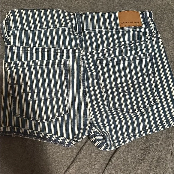 American Eagle Striped Denim Shorts - Blue and White - Picture 2 of 2